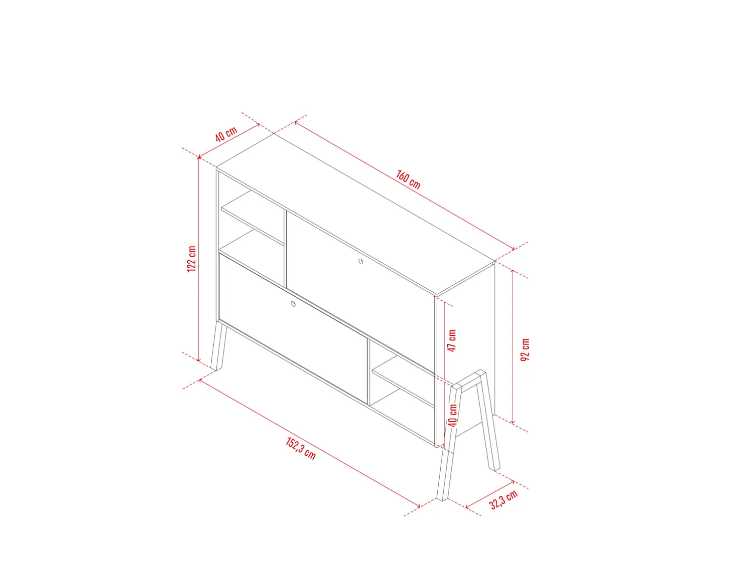 Commode 2 portes avec niches de rangement en bois imitation chêne clair et blanc - CO17031