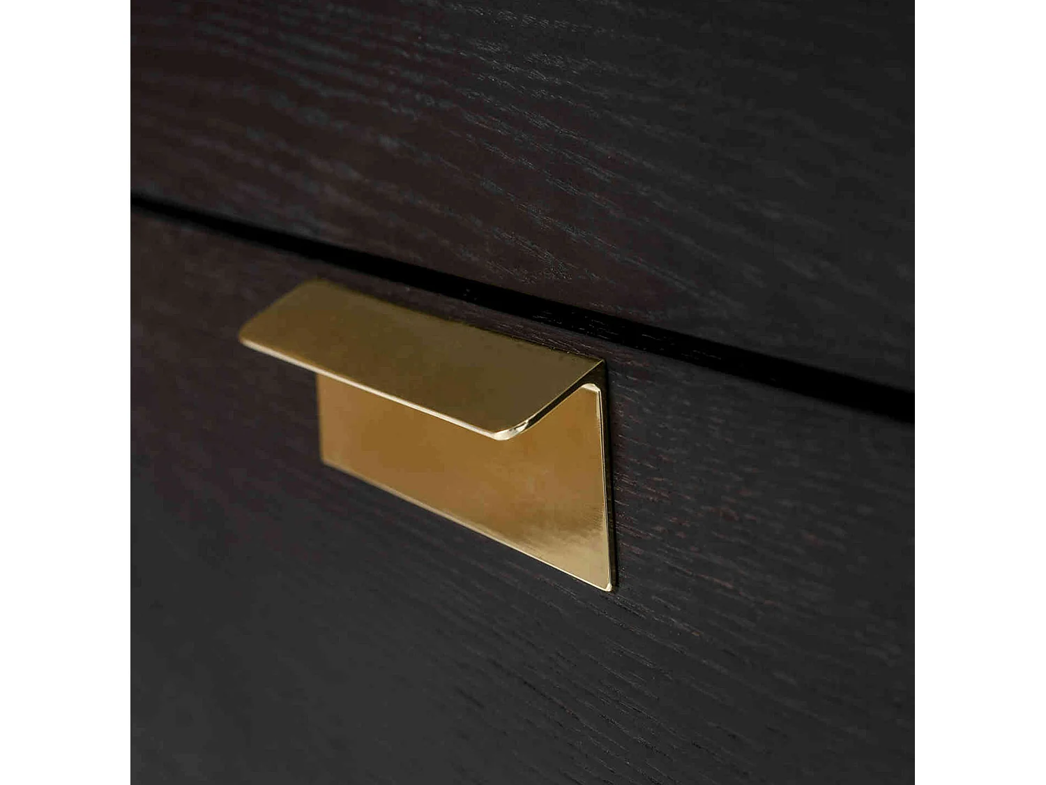 Commode 3 tiroirs en bois anthracite et métal doré - CO0027