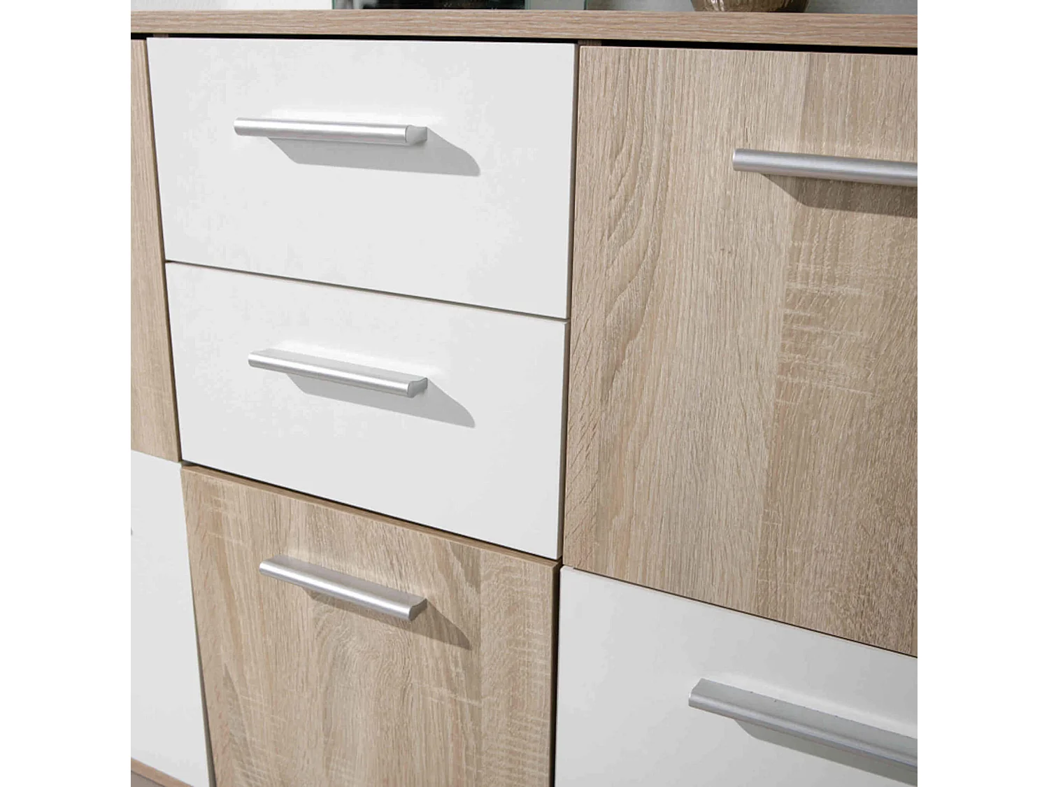 Commode 4 portes 2 tiroirs en bois imitation chêne sonoma et blanc - CO12053-3