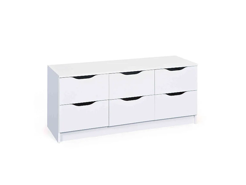 Commode 6 tiroirs en bois blanc - CO12052-4