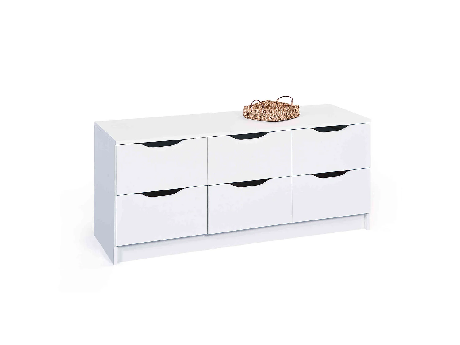 Commode 6 tiroirs en bois blanc - CO12052-4