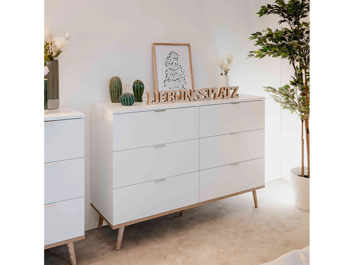 Commode 6 tiroirs blanc - CO7781-2