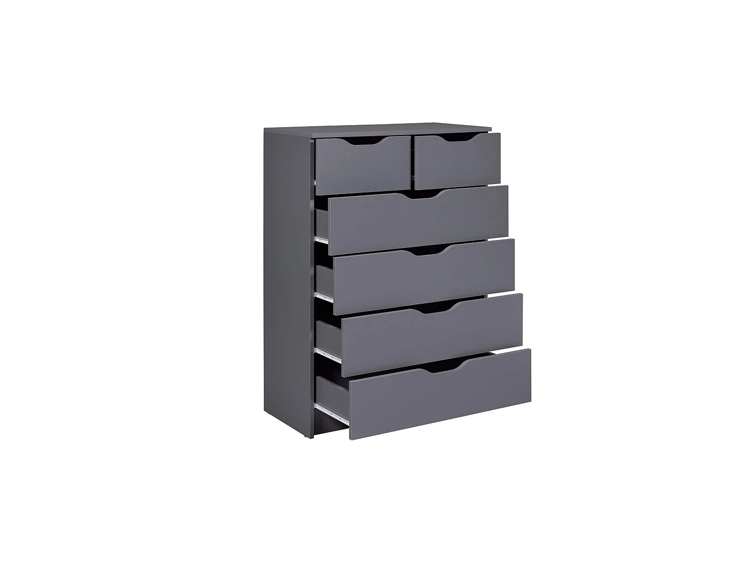 Commode 6 rangements en bois gris anthracite - CO12098