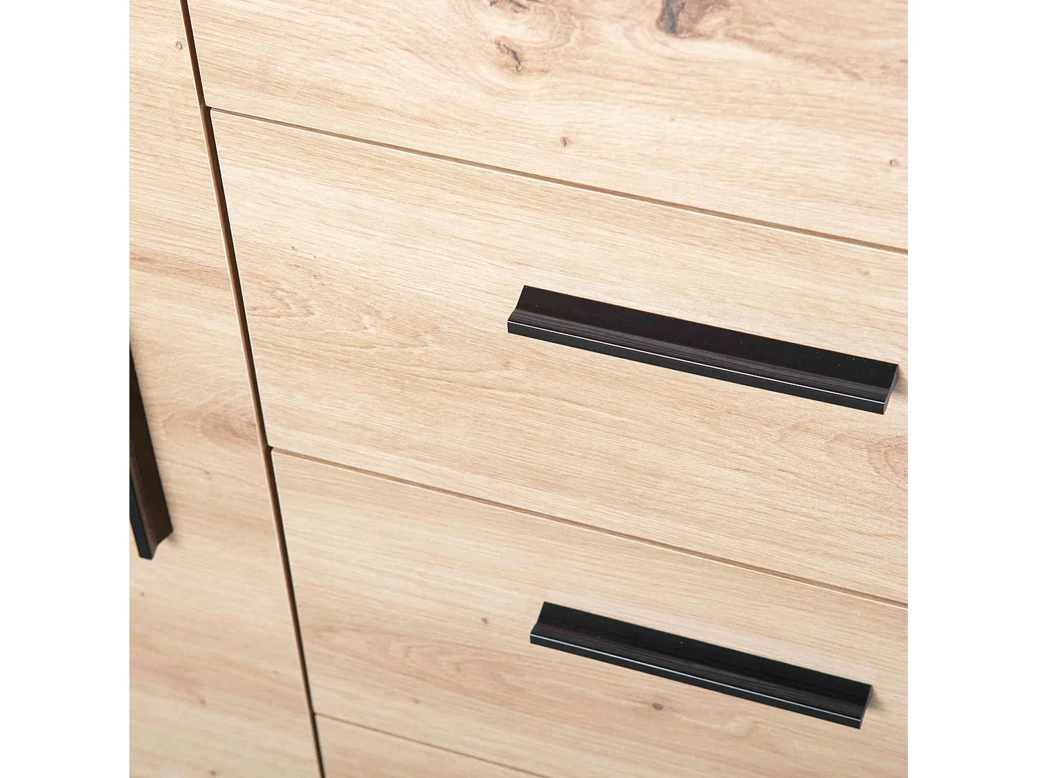 Commode 1 porte 4 tiroirs en bois imitation chêne et anthracite - CO12086