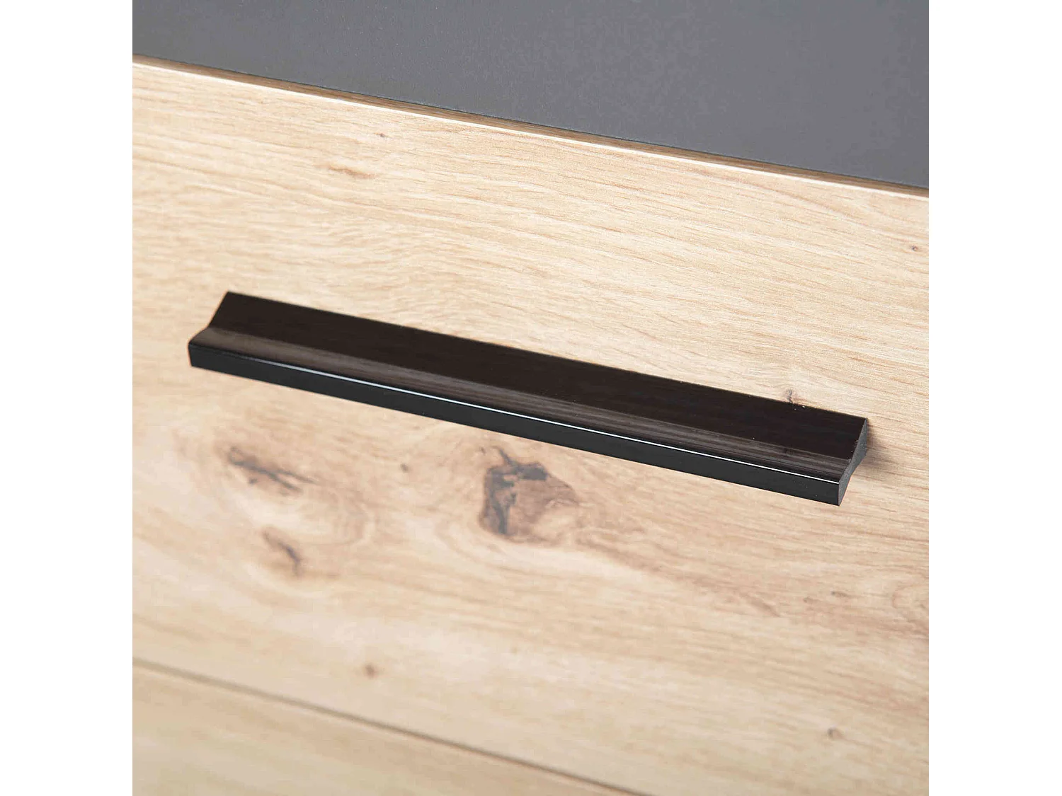 Commode 1 porte 4 tiroirs en bois imitation chêne et anthracite - CO12086