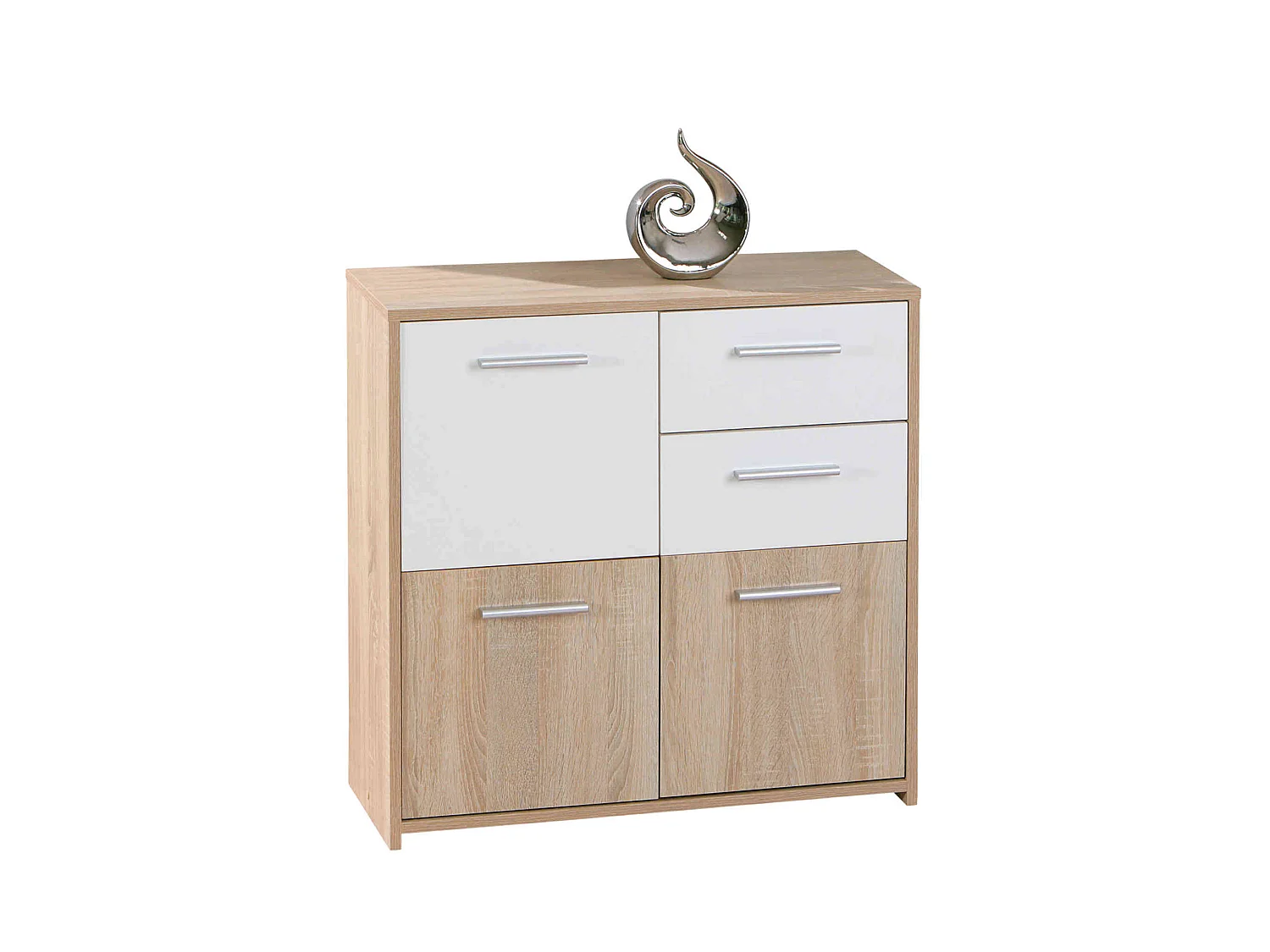 Commode 3 portes 2 tiroirs en bois imitation chêne sonoma et blanc - CO12053-1