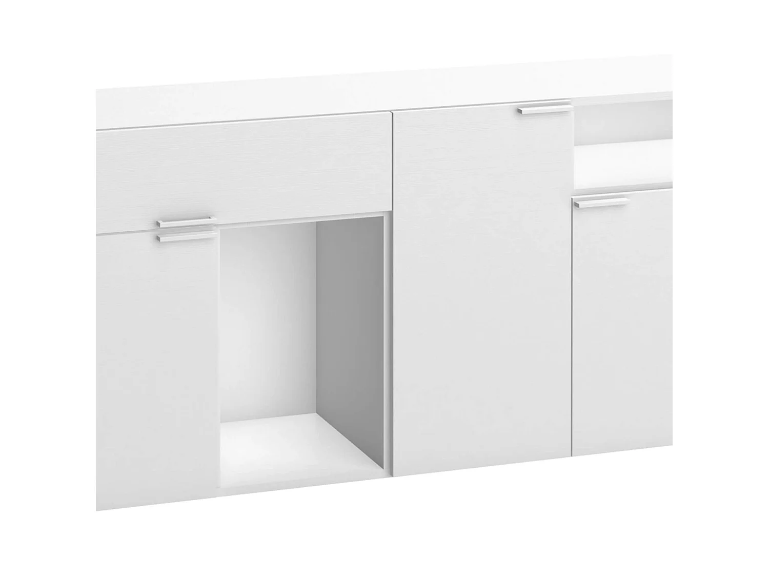 Commode 3 portes 1 tiroir avec niches de rangement en bois blanc - CO17008