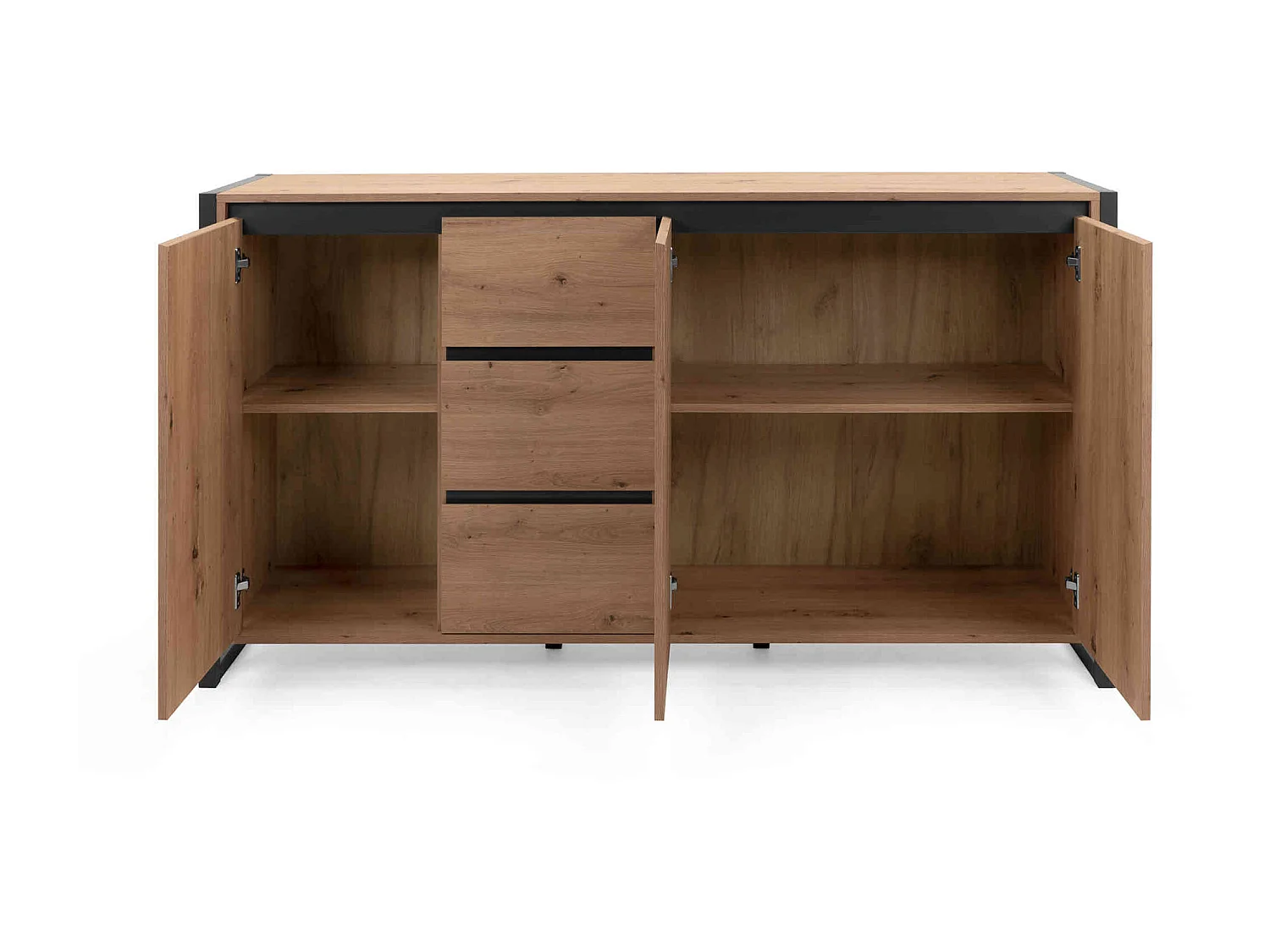 Commode 3 portes 3 tiroirs en bois imitation chêne - CO7109-3