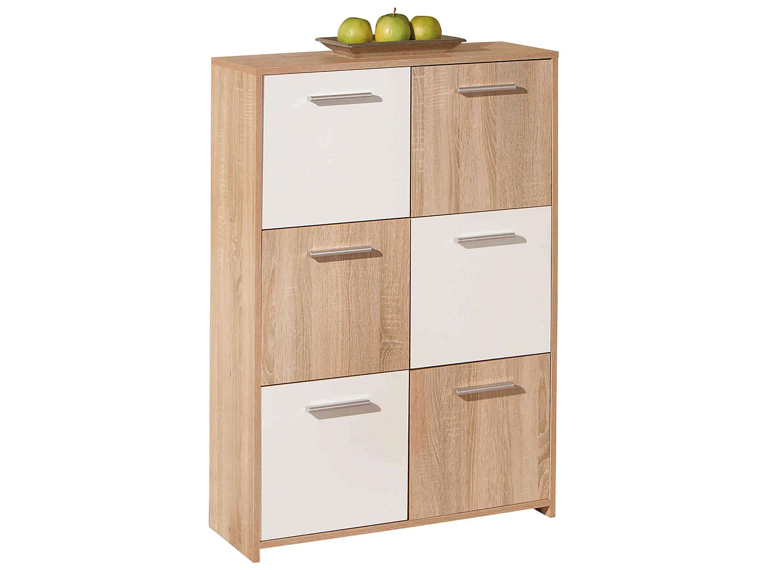 Commode 6 portes en bois imitation chêne sonoma et blanc - CO12053-2