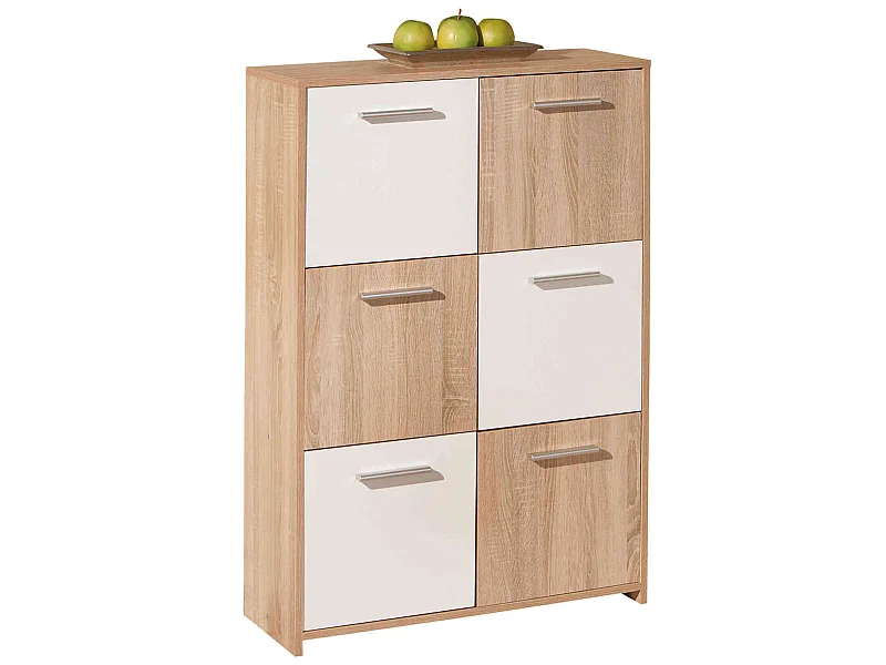 Commode 6 portes en bois imitation chêne sonoma et blanc - CO12053-2