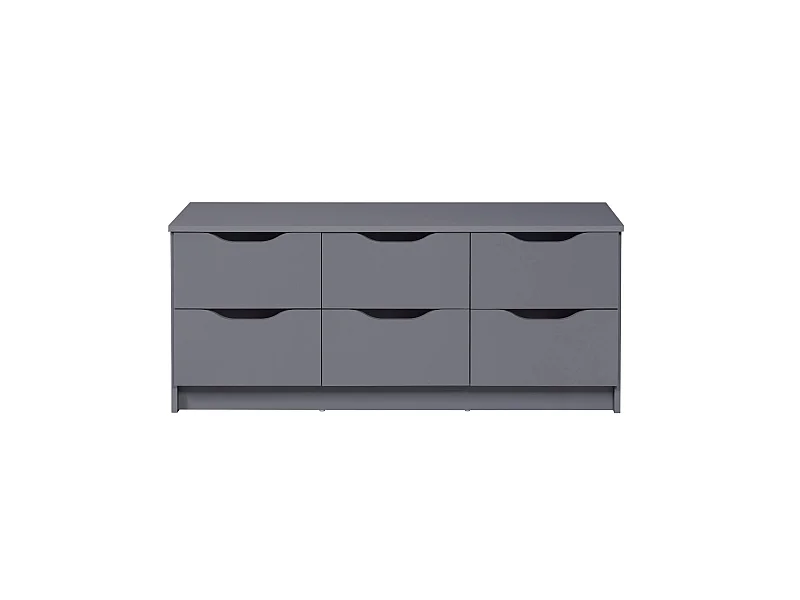 Commode 6 tiroirs en bois gris anthracite - CO12097