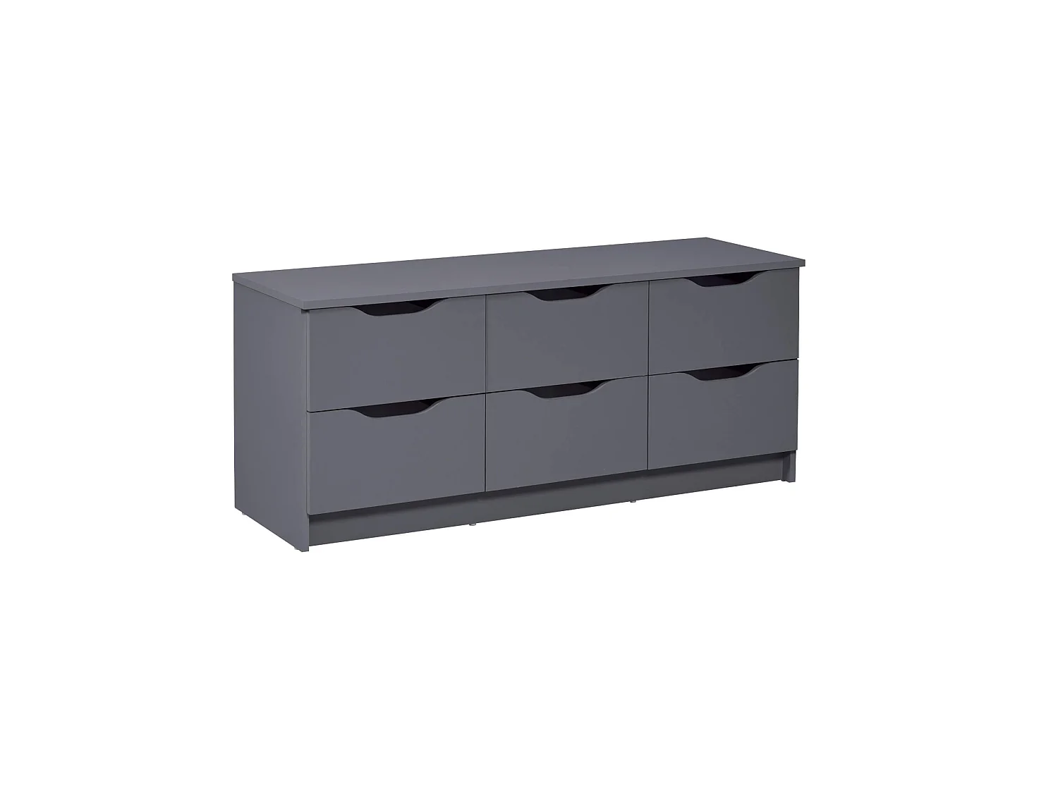 Commode 6 tiroirs en bois gris anthracite - CO12097