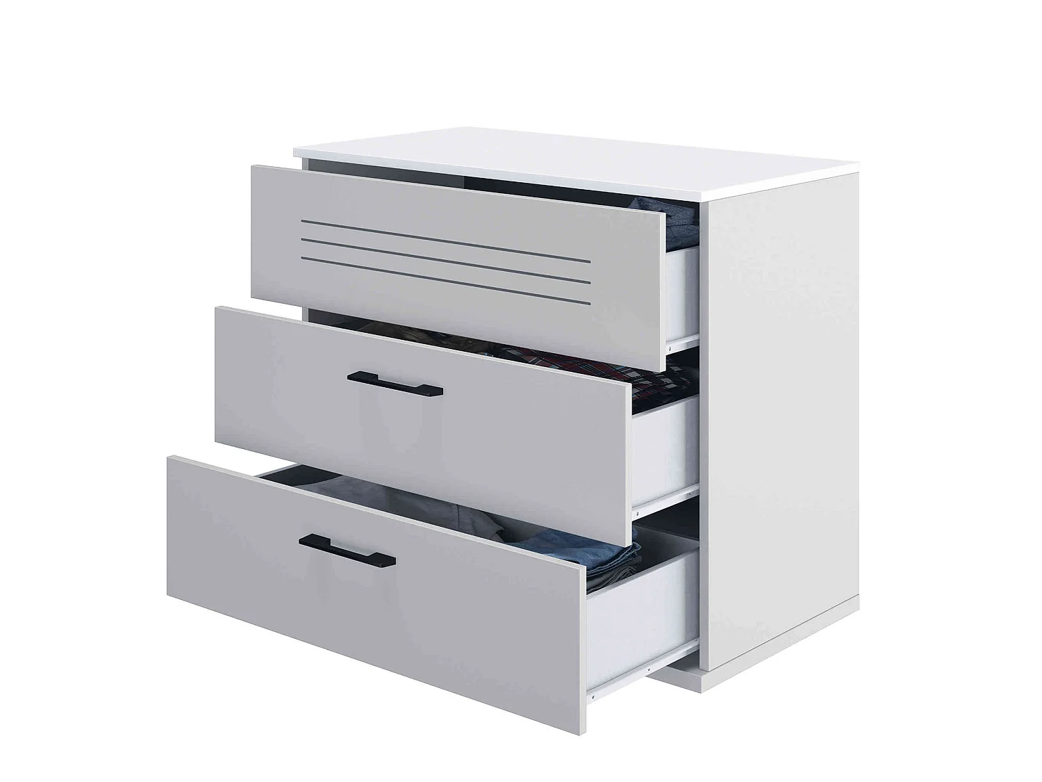 Commode en bois gris et blanc - CO5026