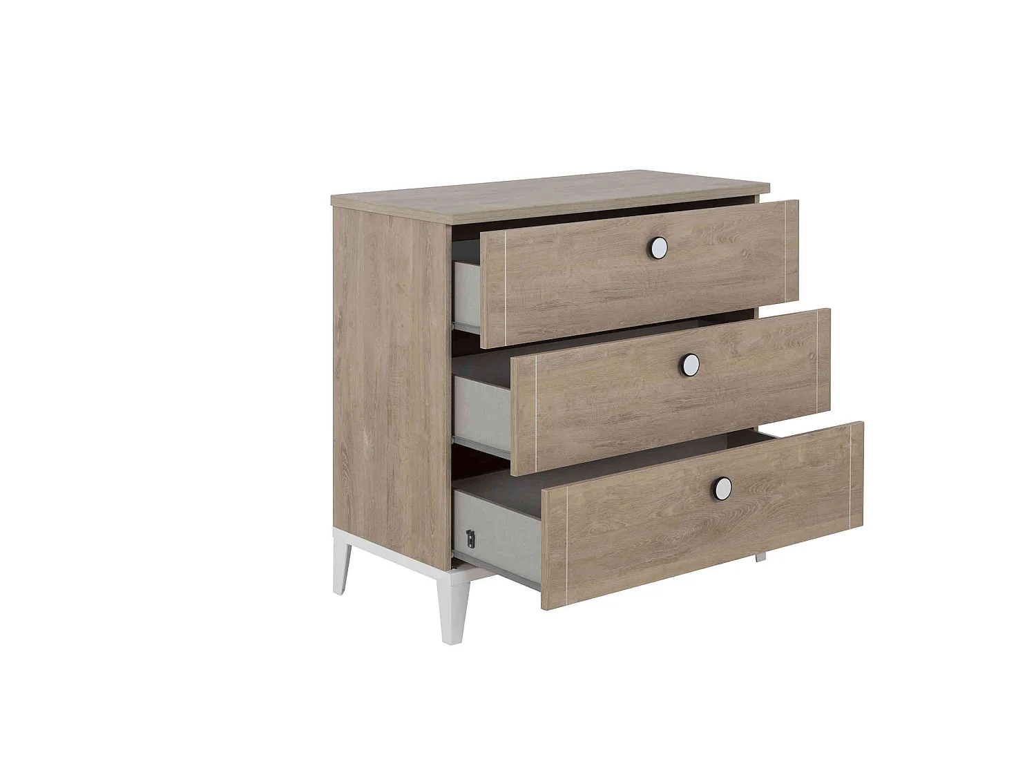 Commode enfant 3 tiroirs en bois imitation chêne blond - CO5043-1