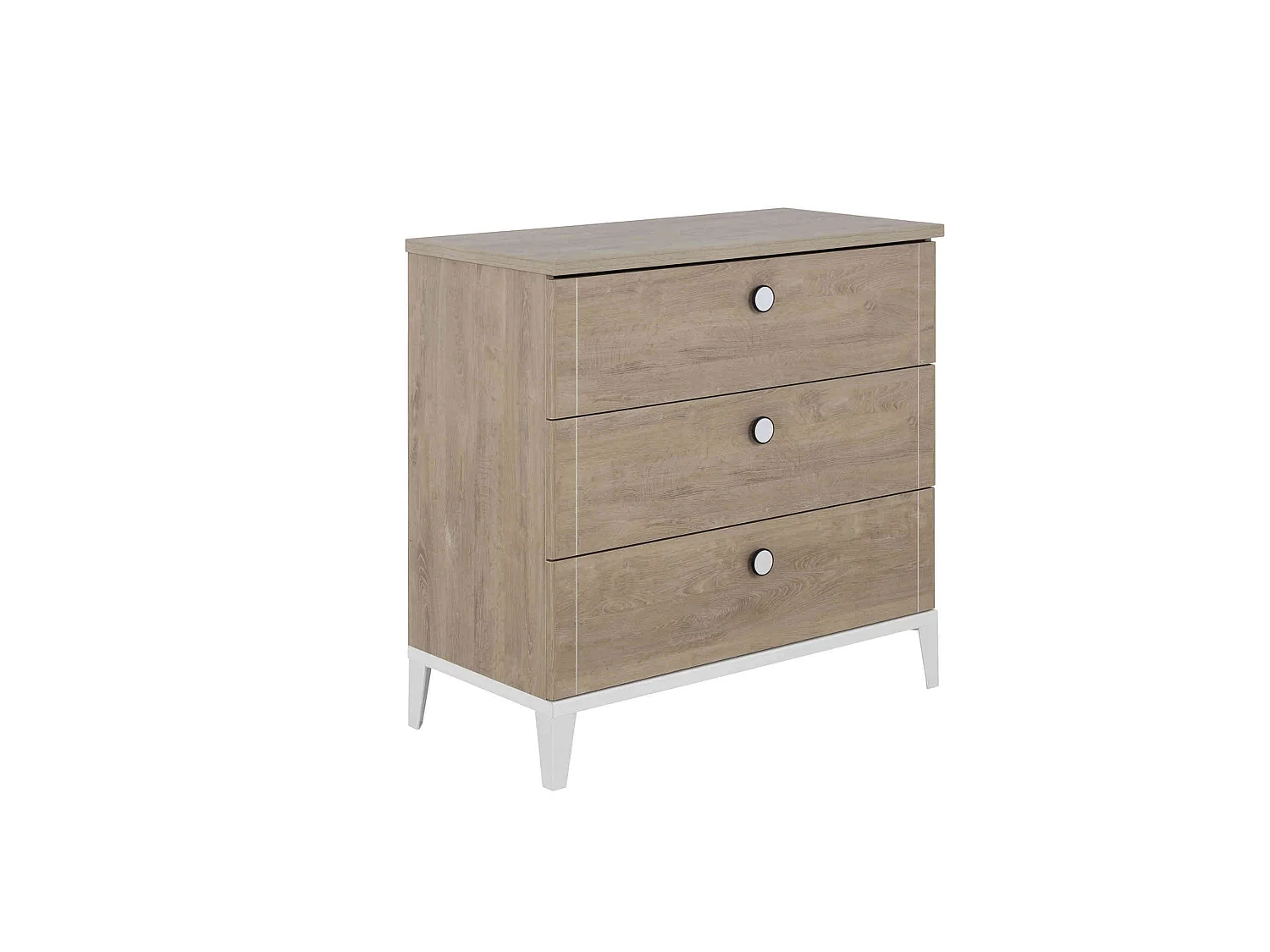 Commode enfant 3 tiroirs en bois imitation chêne blond - CO5043-1