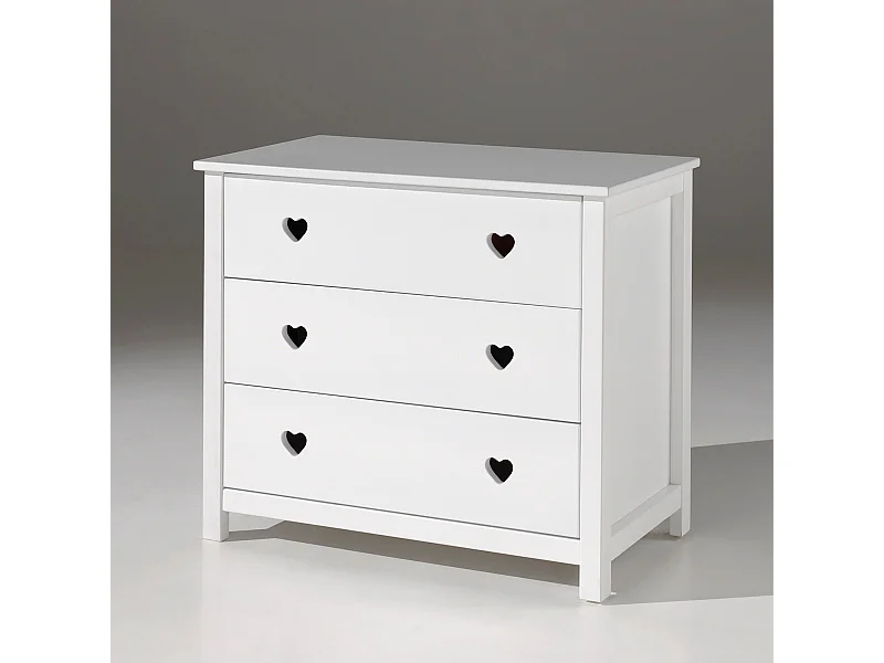 Commode 3 tiroirs en bois blanc CO2001