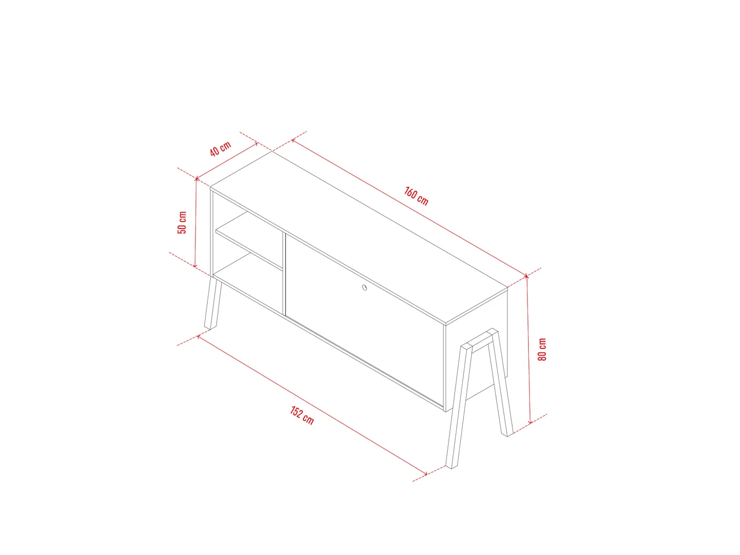 Commode 1 porte 2 niches de rangement en bois imitation chêne clair et blanc - CO17030