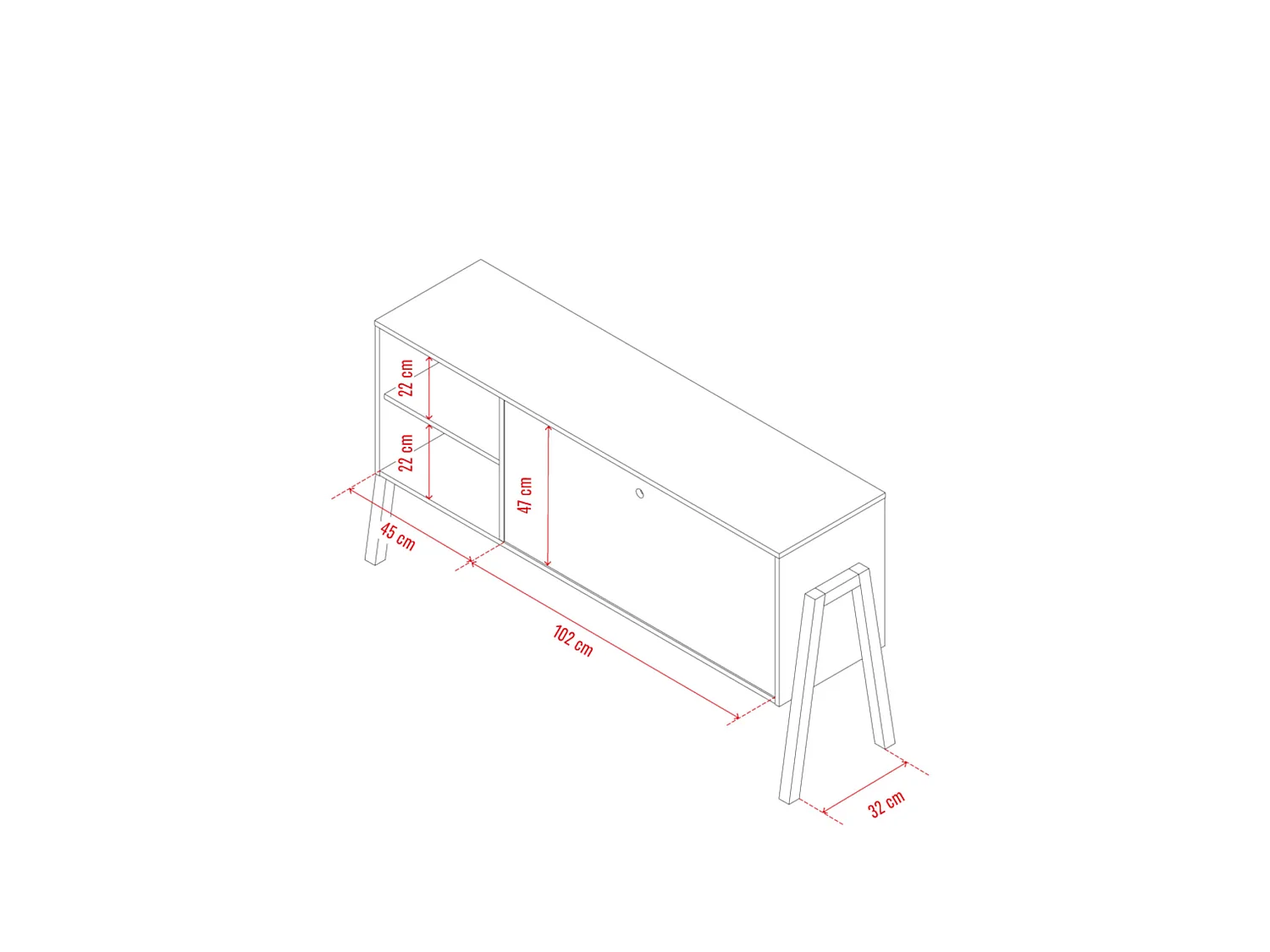 Commode 1 porte 2 niches de rangement en bois imitation chêne clair et blanc - CO17030