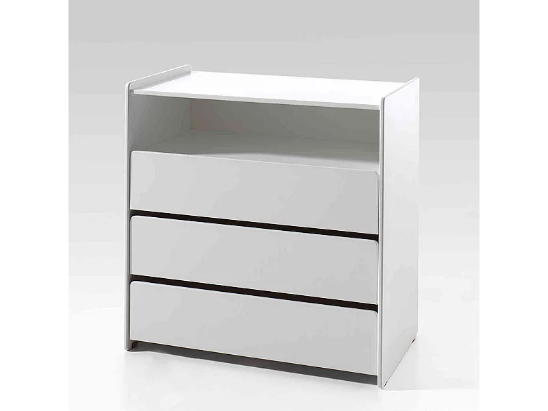 Commode 3 tiroirs bois blanc laqué - Terre de nuit