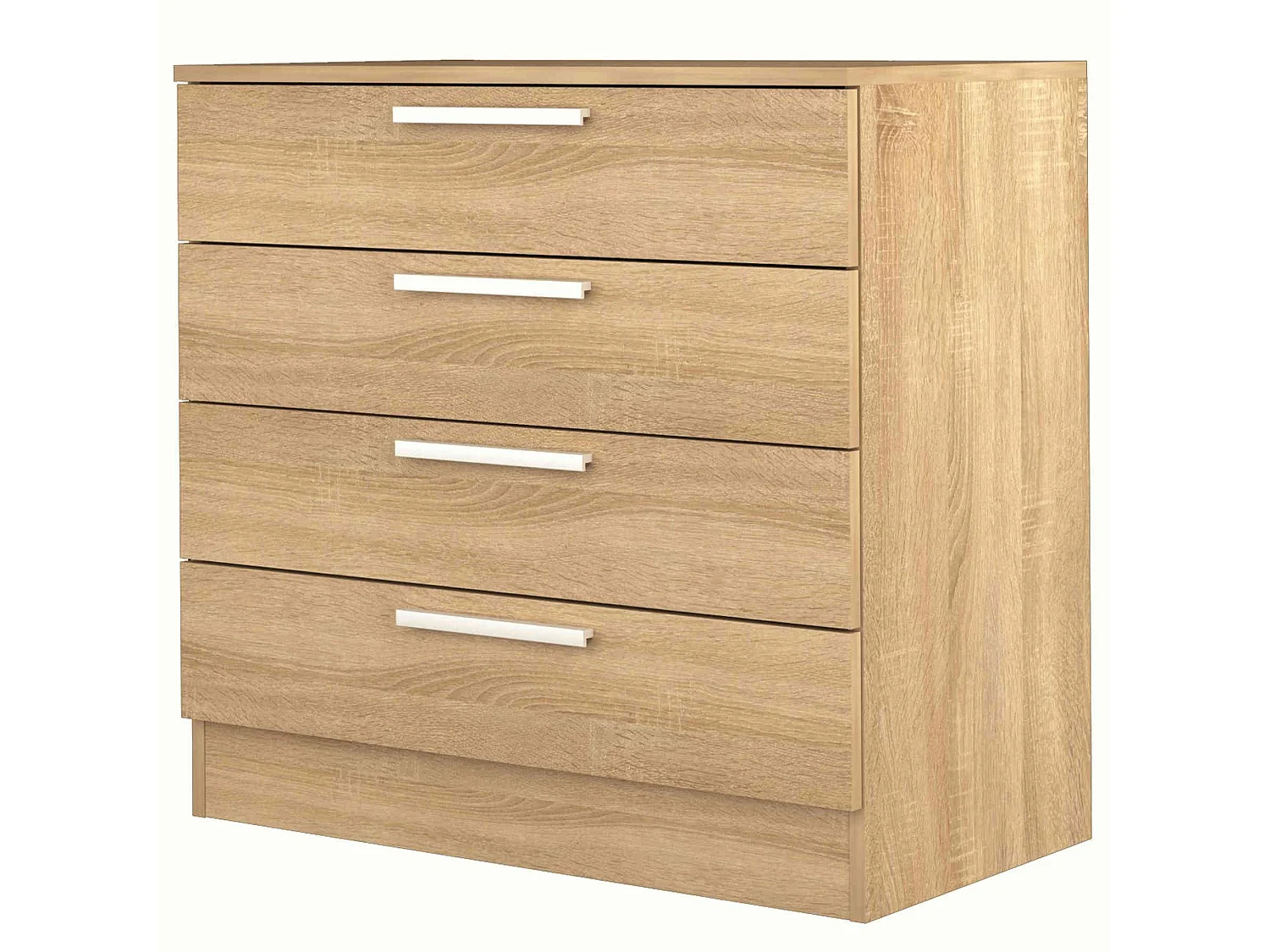 Commode 4 tiroirs en bois imitation chêne - CO9004