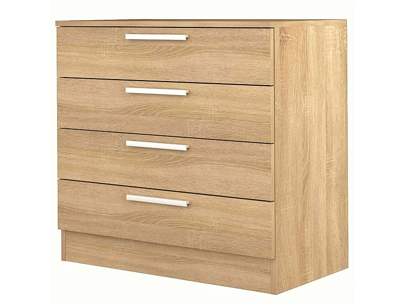 Commode 4 tiroirs en bois imitation chêne - CO9004