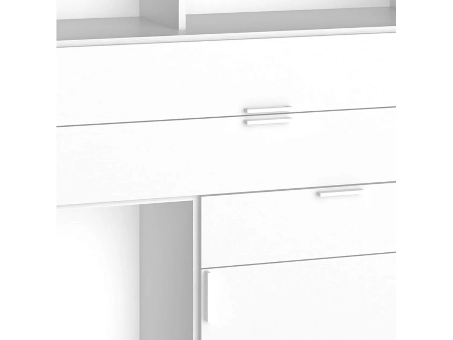 Commode 3 tiroirs 1 porte avec niches de rangement en bois blanc - CO17007