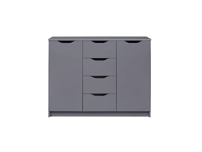 Commode 2 portes et 4 tiroirs en bois gris anthracite - CO12099