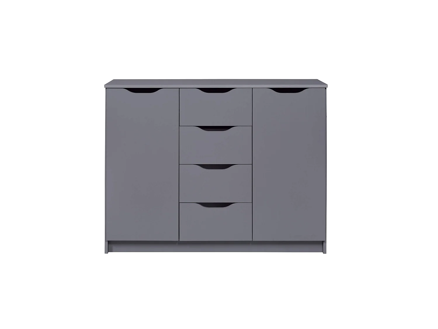 Commode 2 portes et 4 tiroirs en bois gris anthracite - CO12099