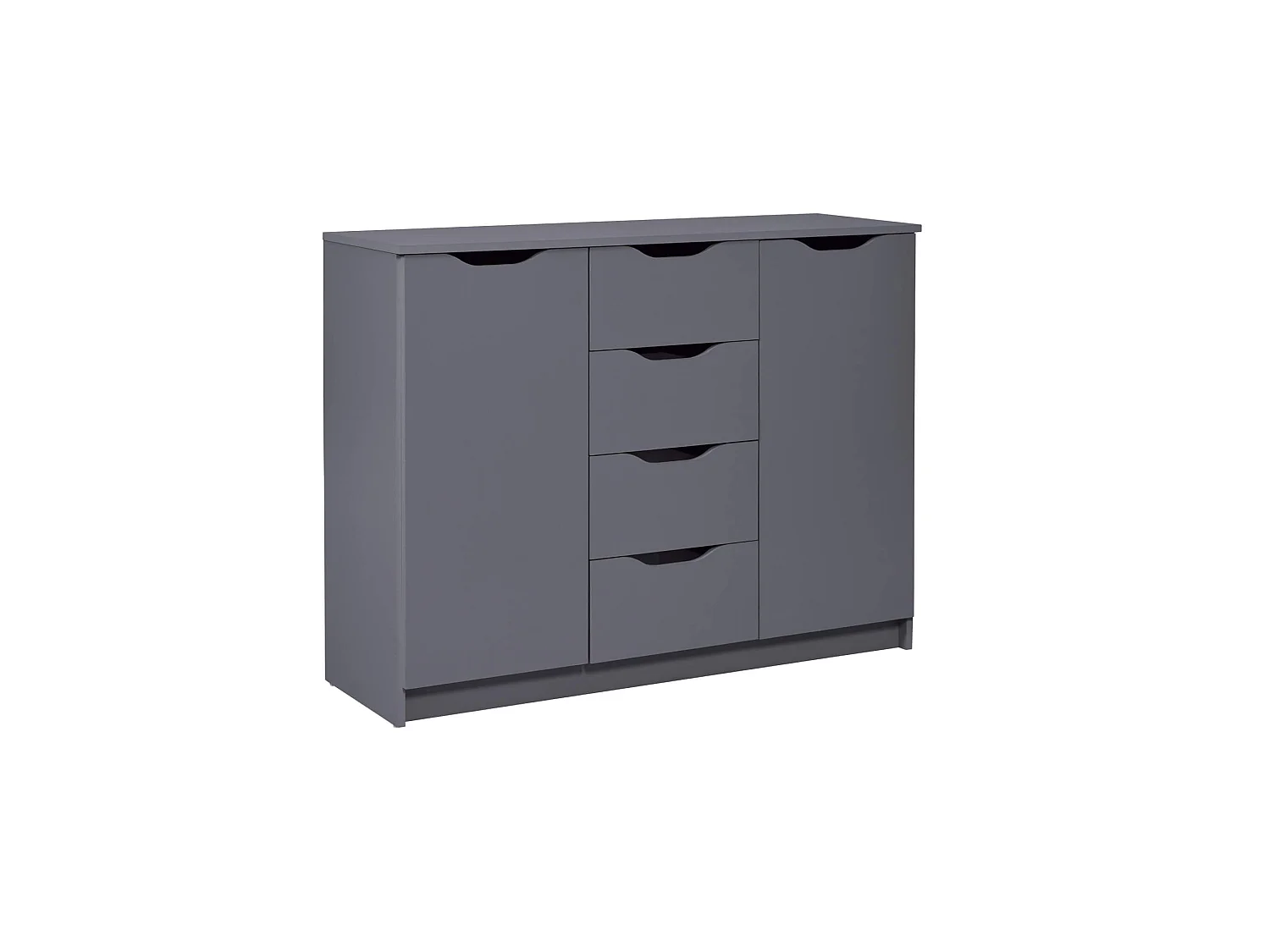 Commode 2 portes et 4 tiroirs en bois gris anthracite - CO12099