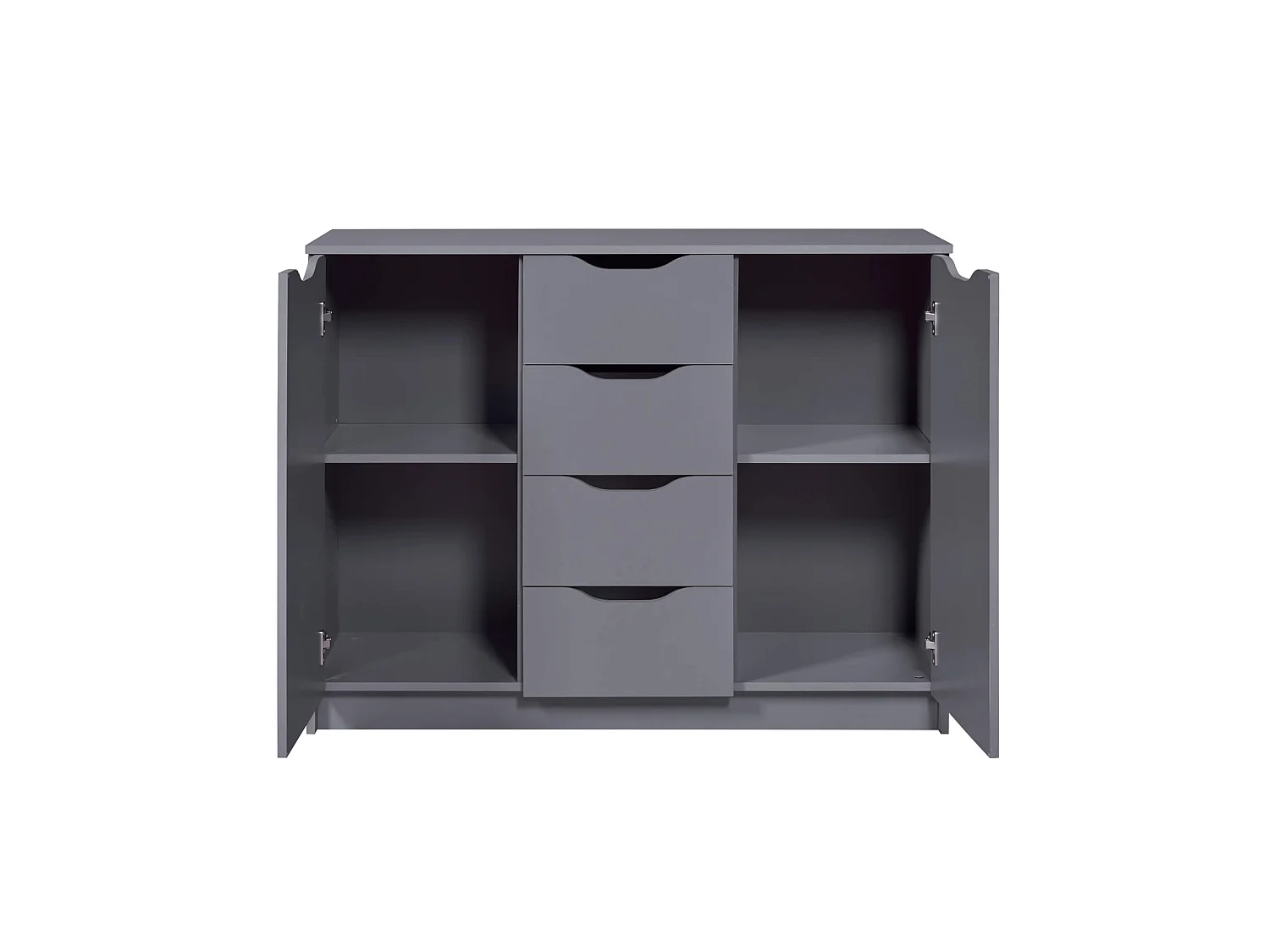 Commode 2 portes et 4 tiroirs en bois gris anthracite - CO12099