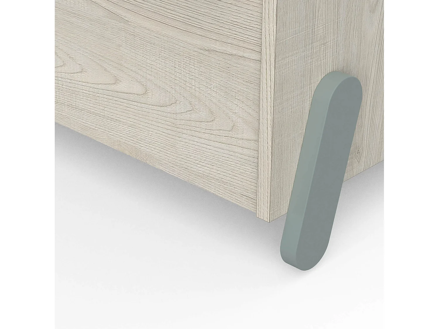 Commode enfant 2 tiroirs 1 niche en bois couleur chêne topanga et vert de gris - CO220