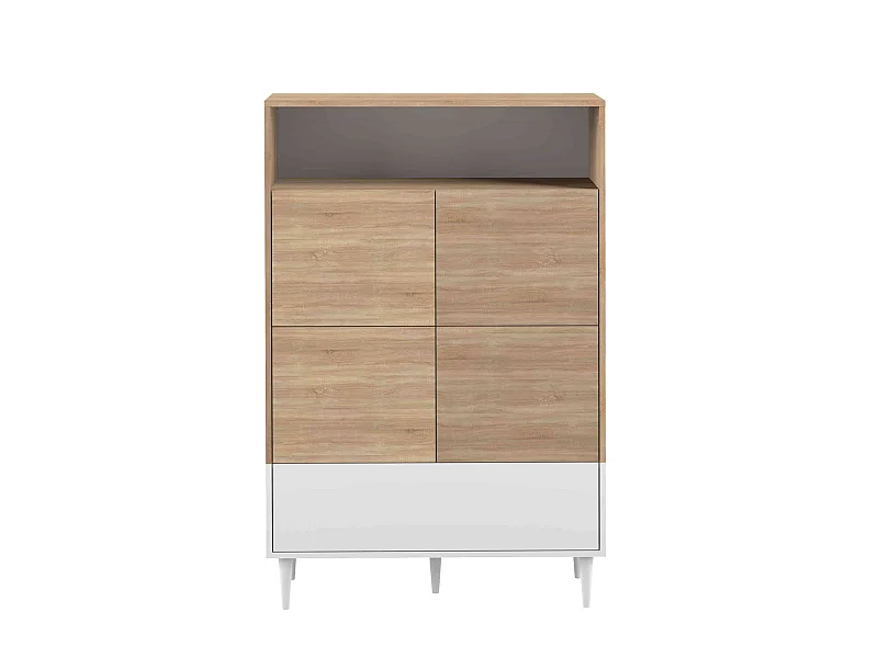 Commode en bois blanc avec placard et niche de rangement - CO6001