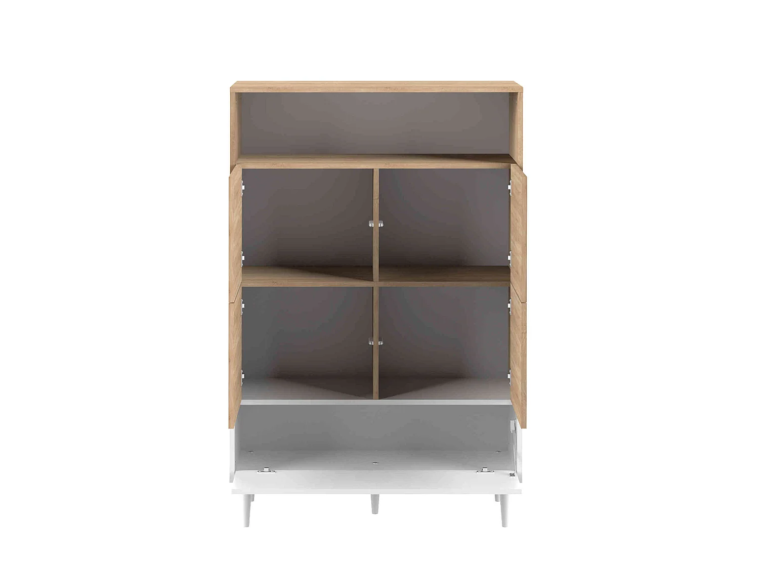 Commode en bois blanc avec placard et niche de rangement - CO6001