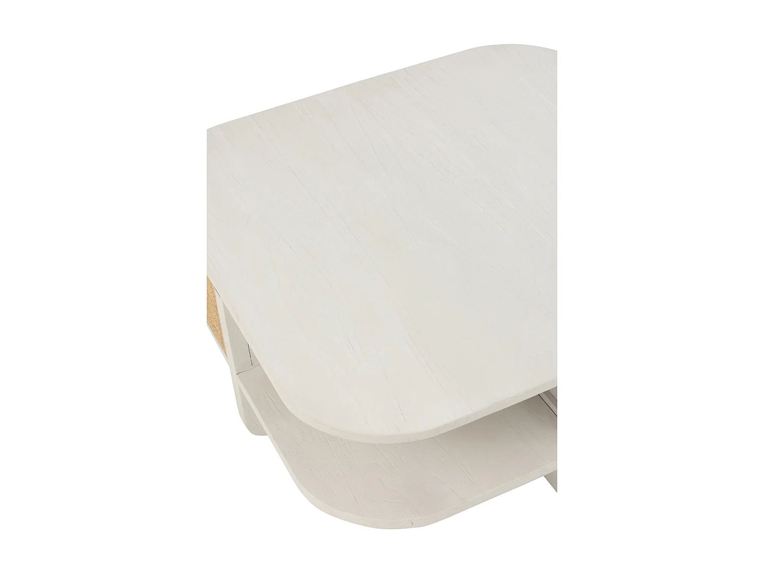 Table Basse en Rotin "Molly" 85cm Blanc & Beige