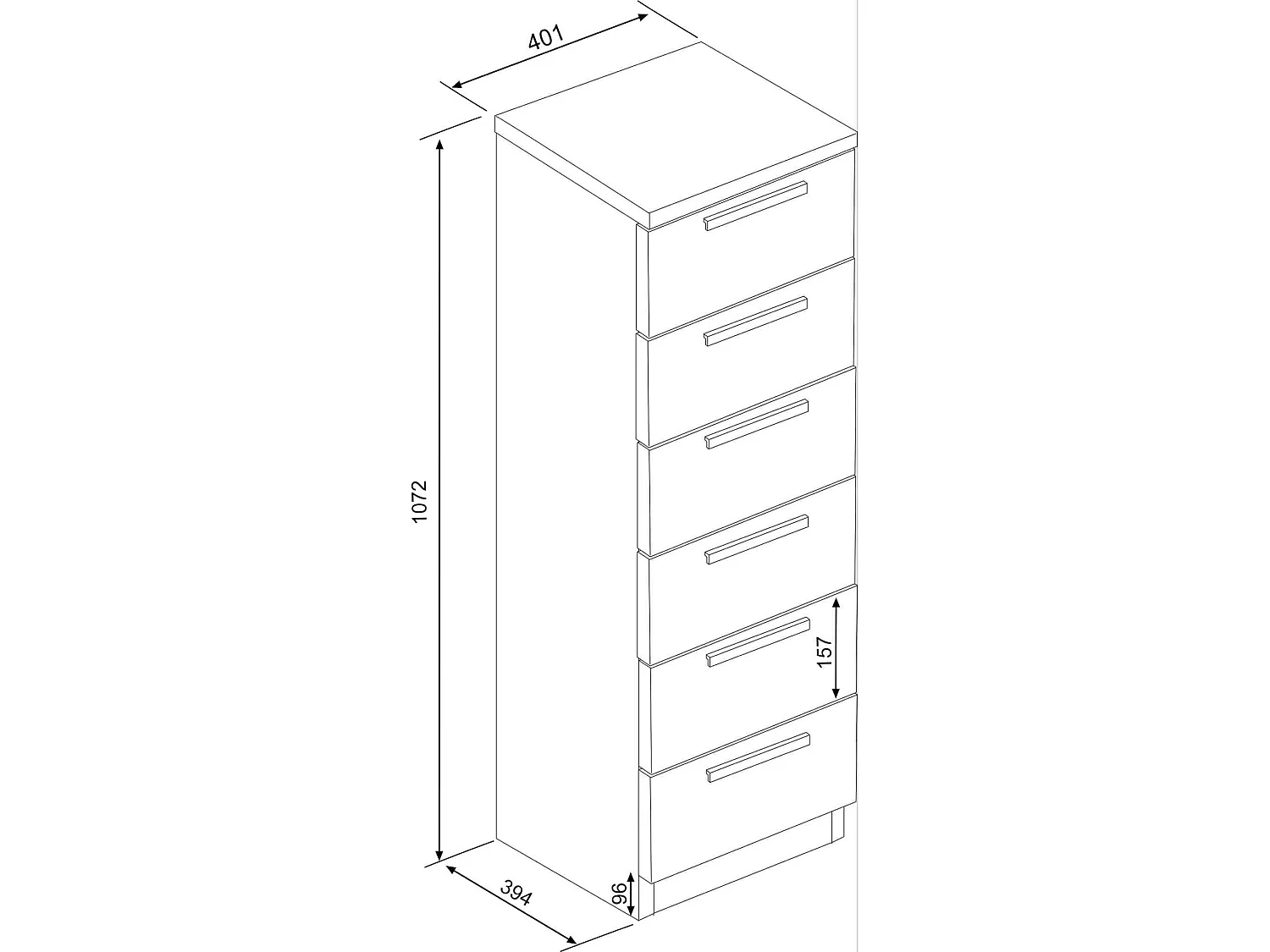 Chiffonnier 6 tiroirs en bois blanc - CF9059
