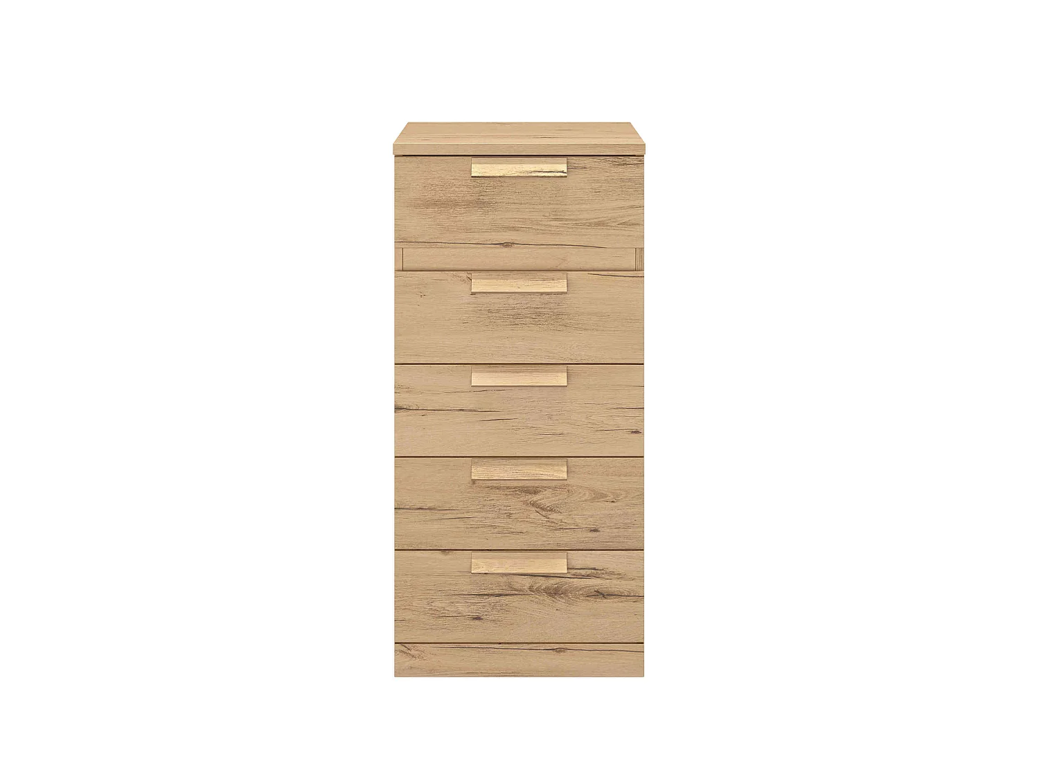 Chiffonnier 5 tiroirs en bois imitation chêne clair - CF5029