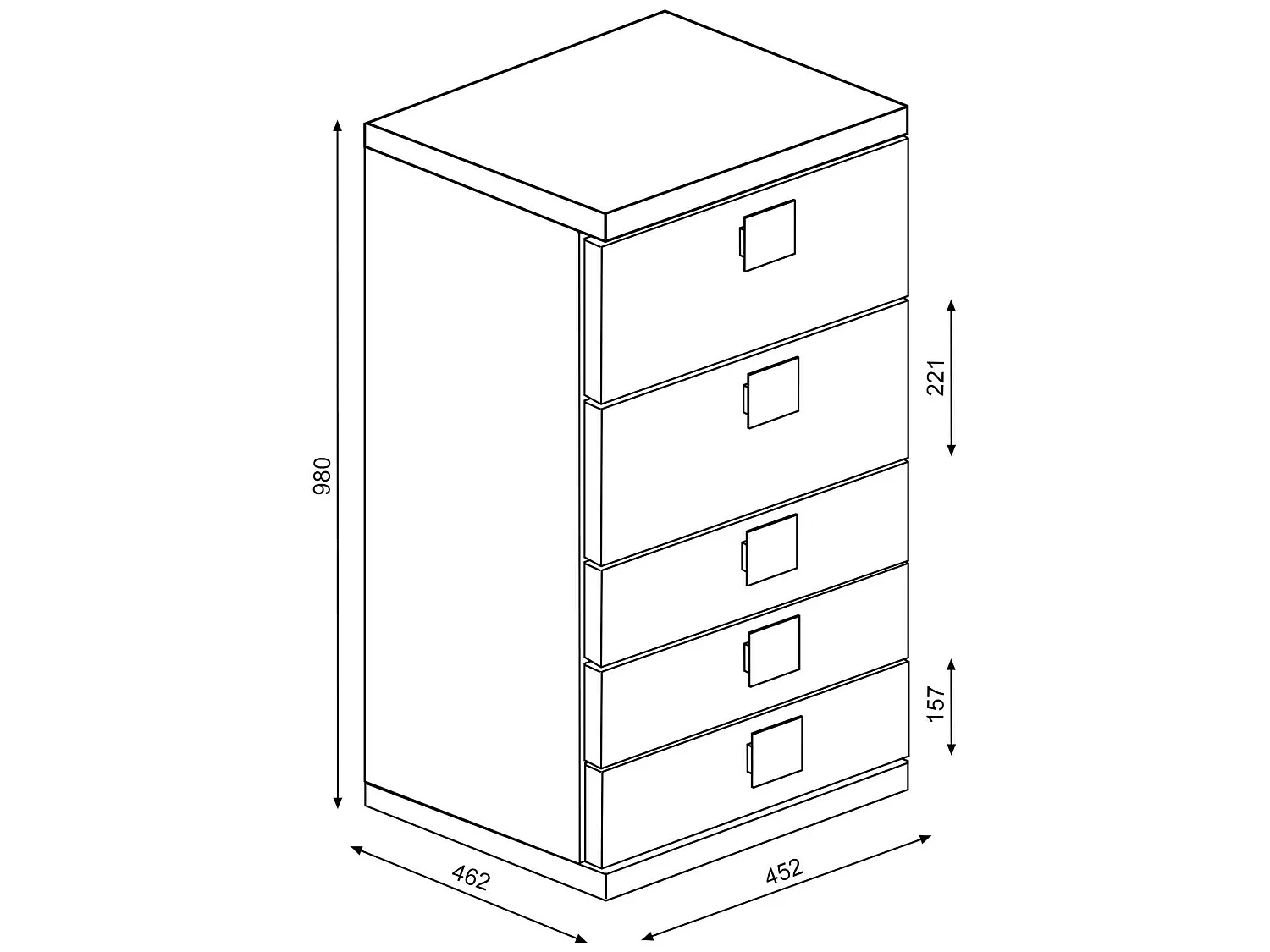 Chiffonnier 5 tiroirs en bois gris clair et rose - CF9071