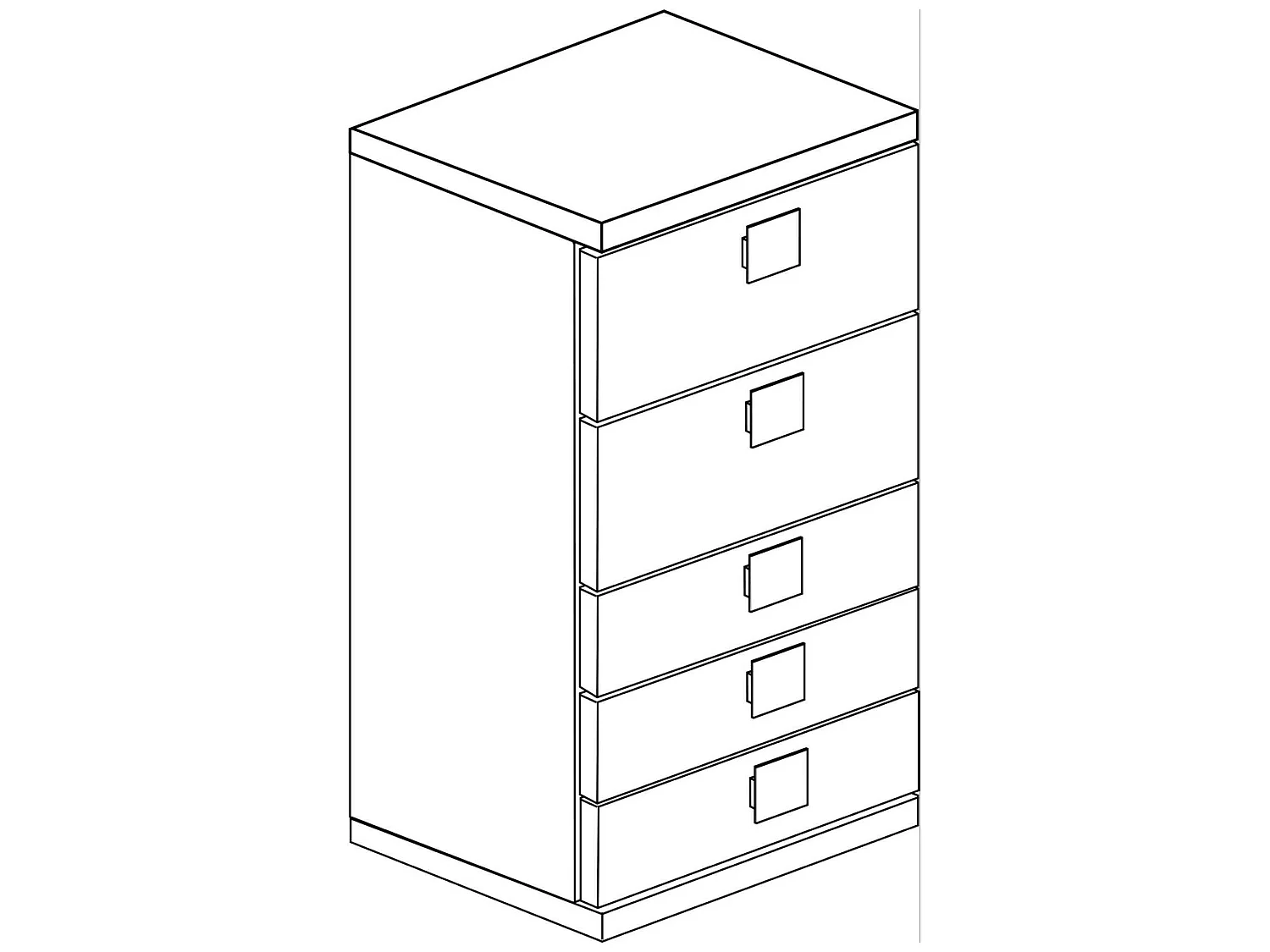 Chiffonnier 5 tiroirs en bois gris clair et rose - CF9071