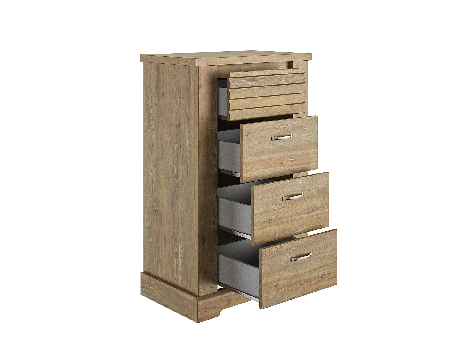 Chiffonnier en bois clair 4 tiroirs imitation châtaignier - CF5069