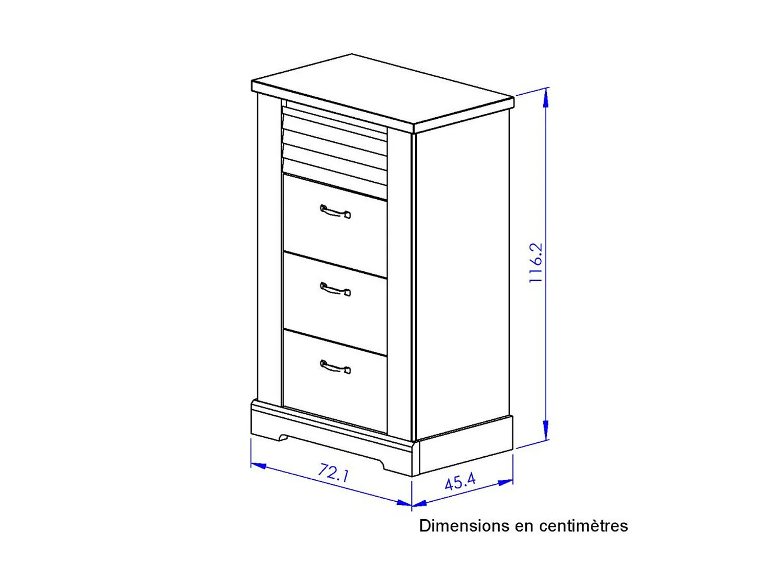 Chiffonnier en bois clair 4 tiroirs imitation châtaignier - CF5069