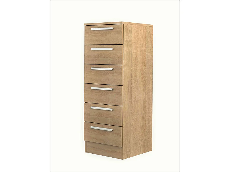Chiffonnier 6 tiroirs en bois imitation chêne - CF9059