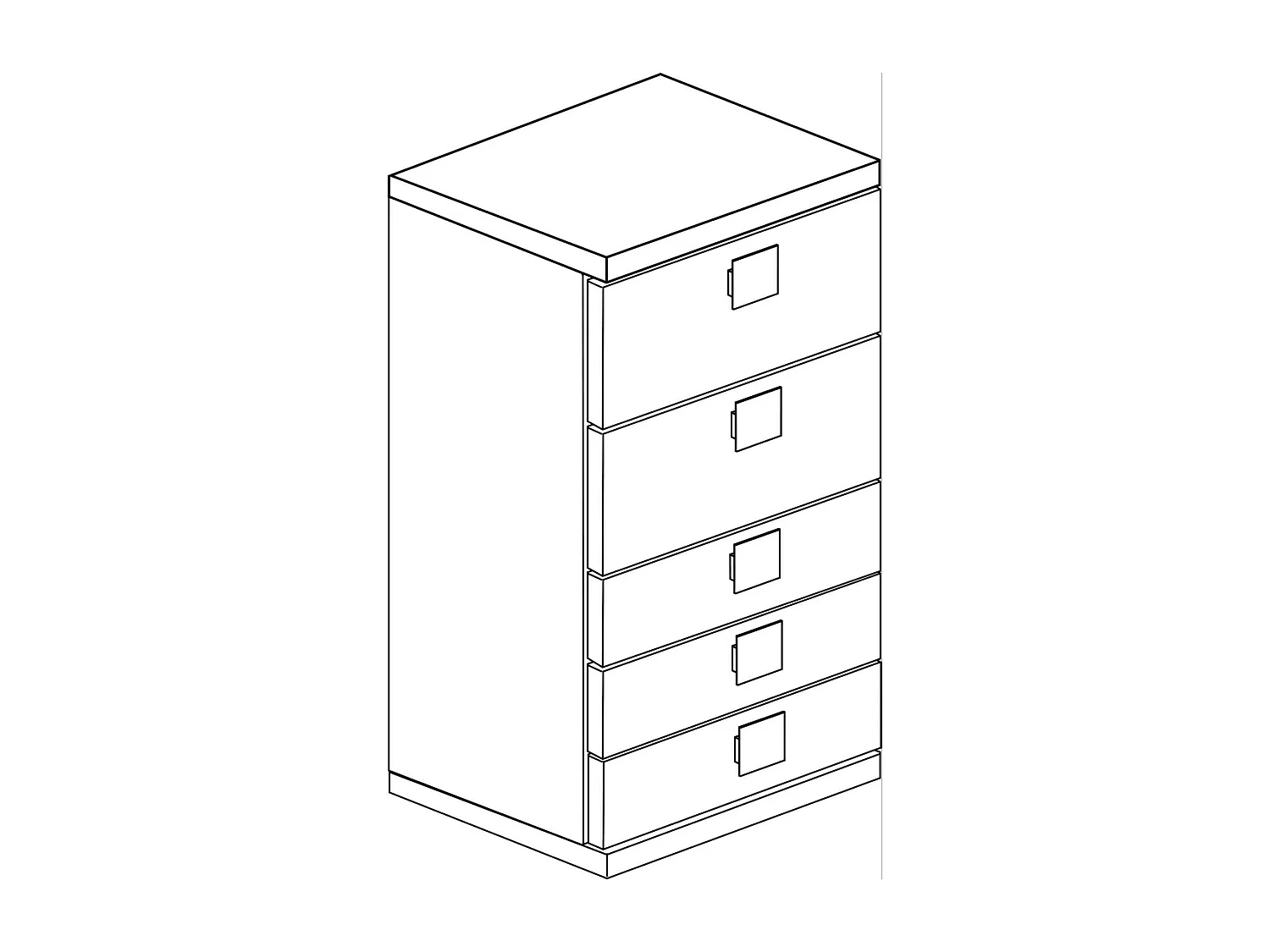 Chiffonnier 5 tiroirs en bois gris clair et blanc - CF9071