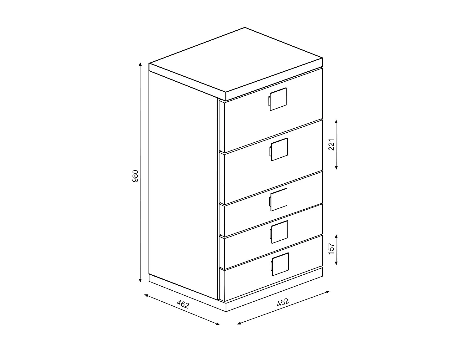 Chiffonnier 5 tiroirs en bois gris clair et blanc - CF9071