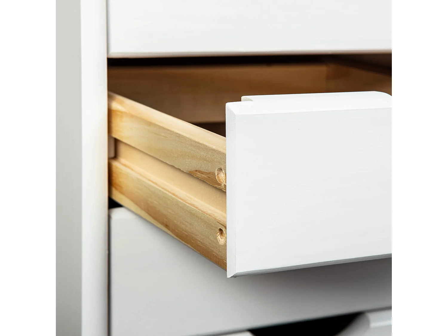 Caisson 6 tiroirs pin massif vernis blanc