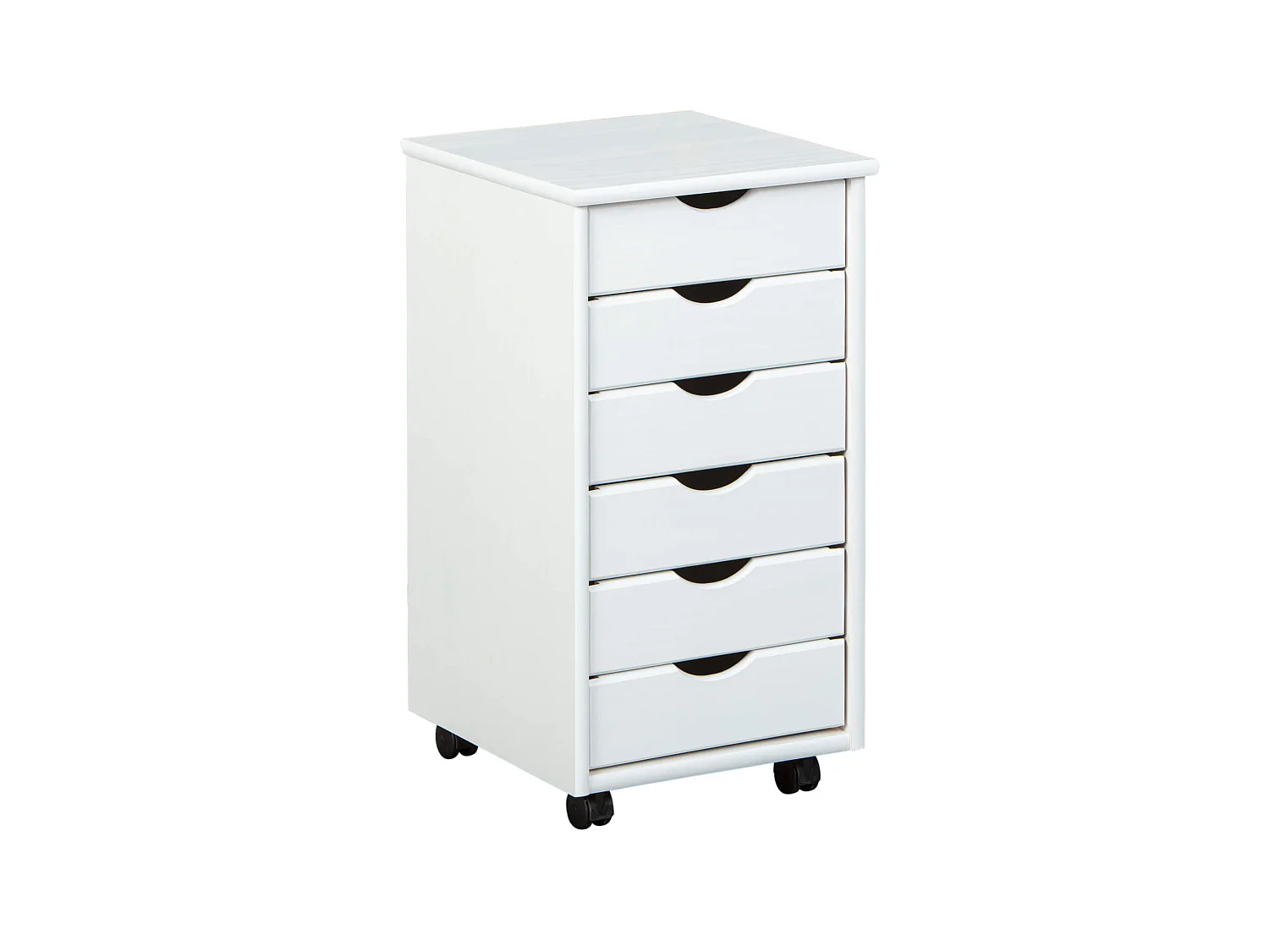 Caisson 6 tiroirs pin massif vernis blanc