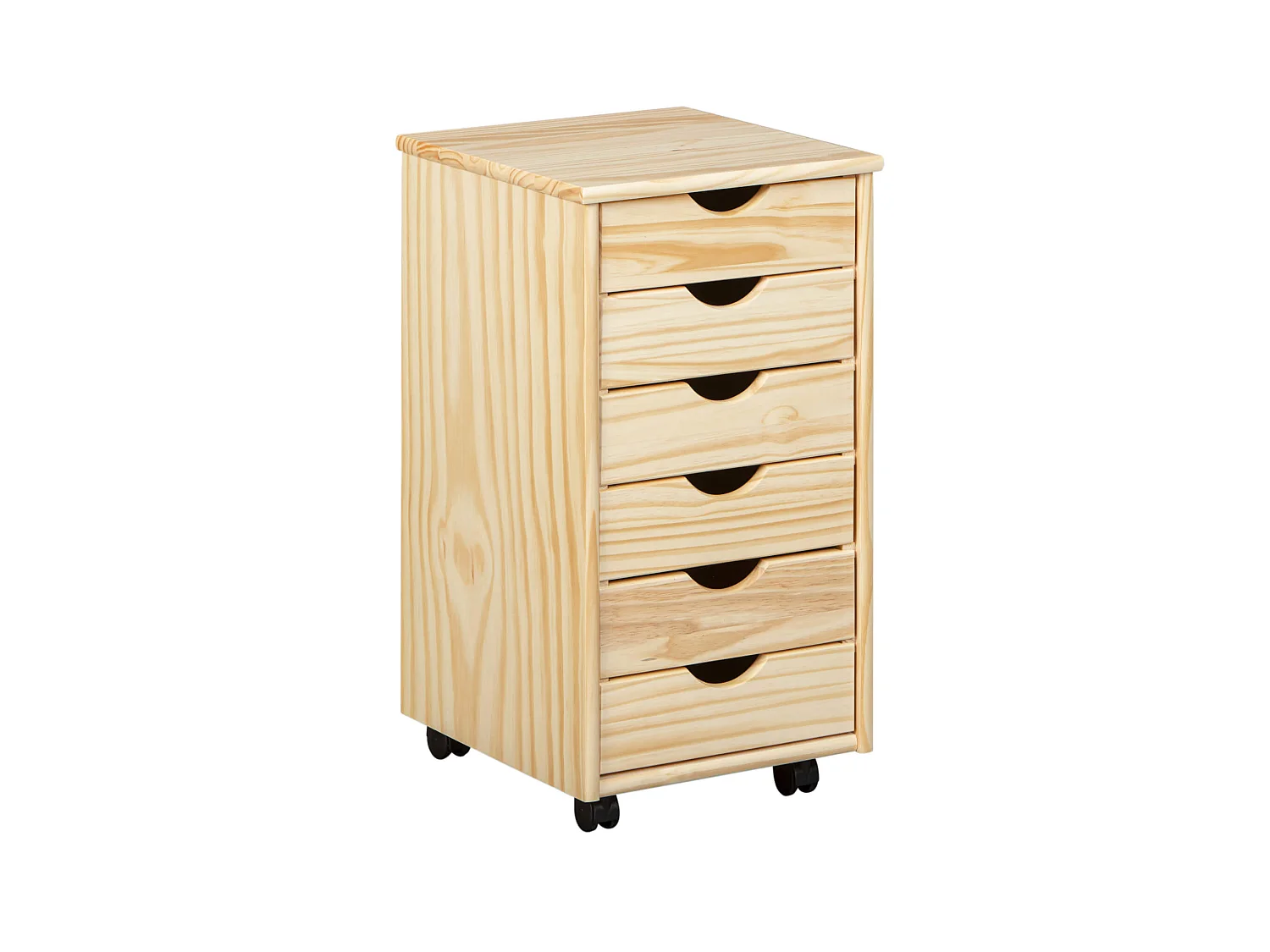 Caisson 6 tiroirs pin massif vernis naturel