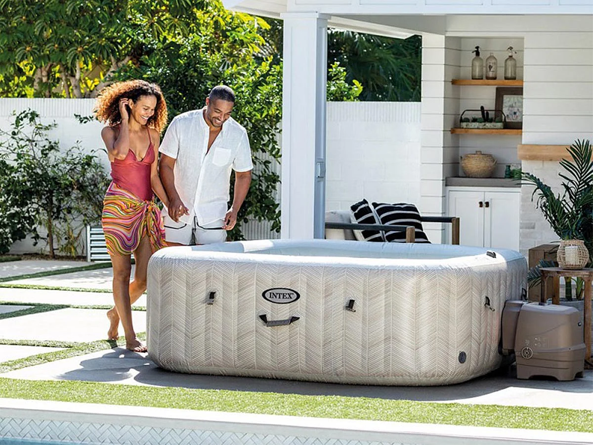 Kit spa gonflable Intex PureSpa Chevron carré Bulles 6 places + 6 filtres