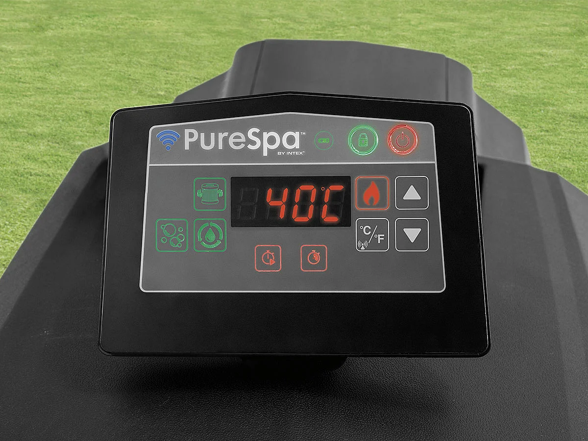 Kit spa gonflable Intex PureSpa Ardoise carré Bulles 6 places + Porte-verre