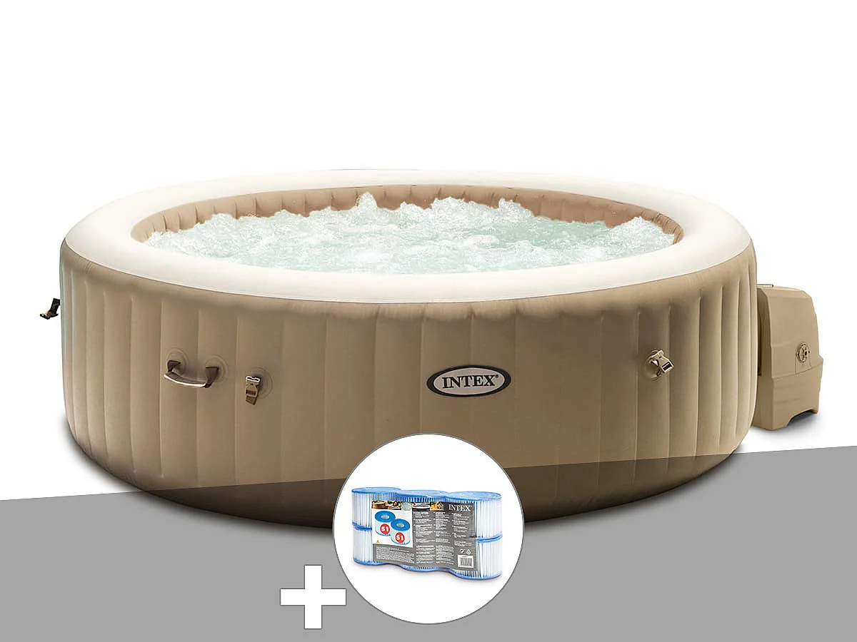 Kit spa gonflable Intex PureSpa Sahara rond Bulles 4 places + 6 filtres