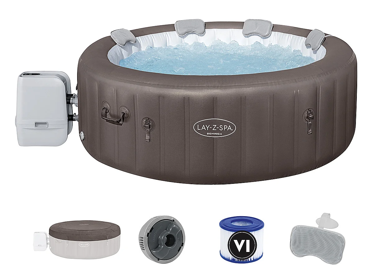 Kit spa gonflable Bestway Lay-Z-Spa Dominica rond Hydrojet 4/6 places + 6 filtres